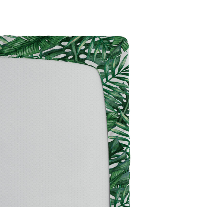 Microfiber Floral Fitted Sheet, Queen Fitted Sheet, Green Floral