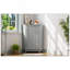 Armoire de salle de bain d'angle grise triangulaire avec tablette réglable-129458899