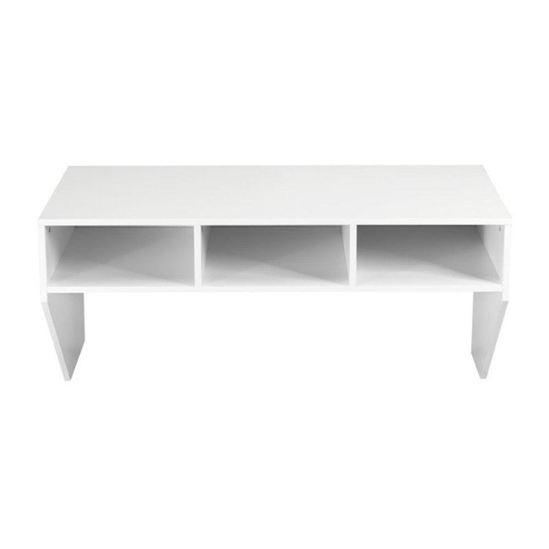 Yves Modern Wall Mounted Floating Computer Table Desk with Storage Shelves, White