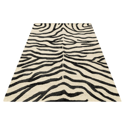 Zebra Rectangle 200 cm x 300 cm Animal Print Area Rug