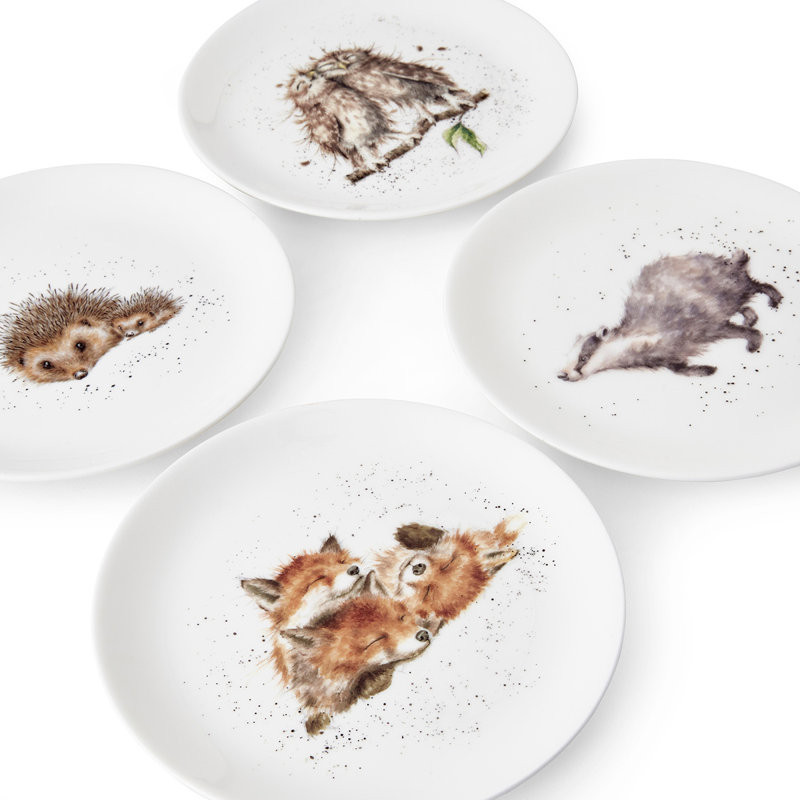 Assiette à hors-d'œuvre en porcelaine de 8,3 po Wrendale Designs, ensemble de 4