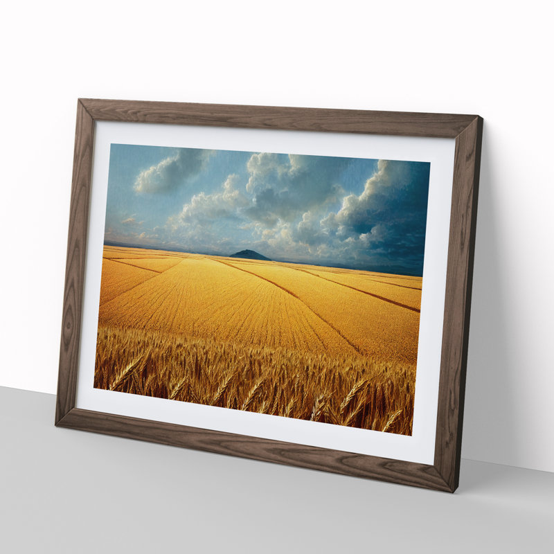 Favourable Wheat Field - Single Picture Frame Painting, 46cm H x 64cm W x 2cm D, Walnut