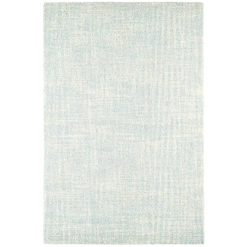 Crosshatch Sky Hand Micro Hooked Wool Rug, Rectangle 9'6" x 13'6"