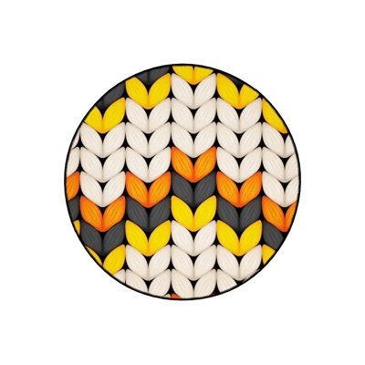 Knitted Look Orange Yellow Detailed Woven Base Modern Decorative Carpet