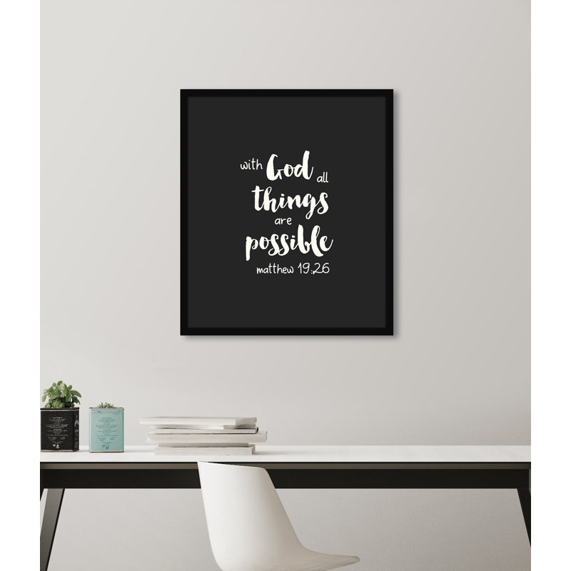 «With God all Things Are possible», art textuel encadré