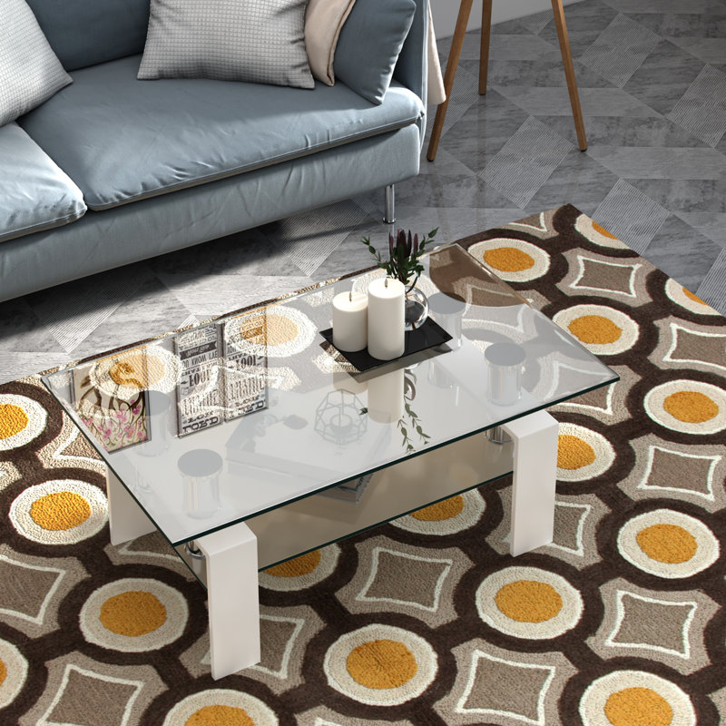 Arwa Four Leg Coffee Table with Storage, White