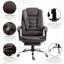 Fauteuil de direction ergonomique à haut dossier, fauteuil d'ordinateur en cuir PU avec repose-pieds rétractable, soutien lombaire, appui-tête et accoudoir rembourrés