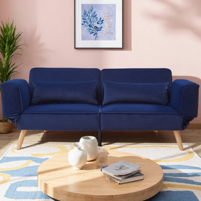 Divan-lit inclinable réglable en velours de 72,8 po avec dossier divisé et accoudoirs à 5 positions, canapé convertible compact pour les petits espaces, salon, appartement