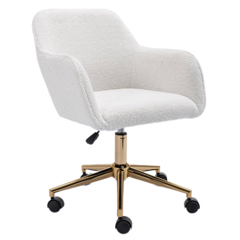 Maxton Velvet Office Chair, Teddy, White