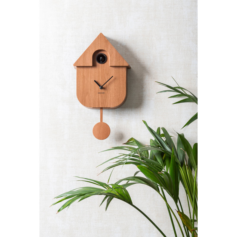 Analog Metal Quartz Tabletop Clock, Dark wood