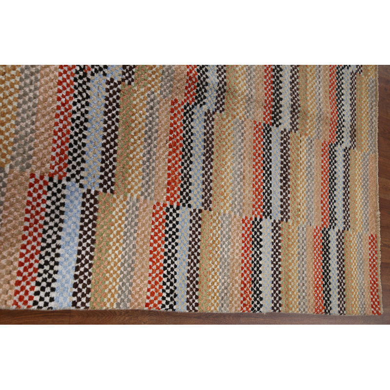 Tapis oriental abstrait à teinture végétale 8 x 10