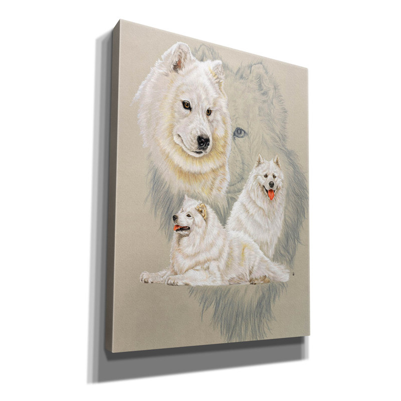 «Samoyède sur toile» par Barbara Keith, H 54 po x l 40 po x P 1,5 po