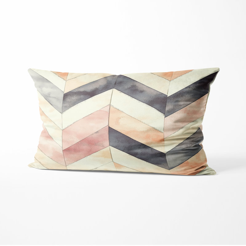 Coussin décoratif contemporain Boho - coussin décoratif à chevrons noir et orange, H 12 po x l 20 po