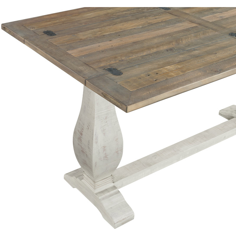 Sarcoline Solid Wood Flip-Top Sofa Console Table, White Stain/Reclaimed Natural