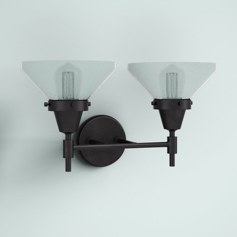 Éclairage de salle de bain à intensité variable 2 lumières Amede, Grainé, Noir mat, Pas d'ampoule