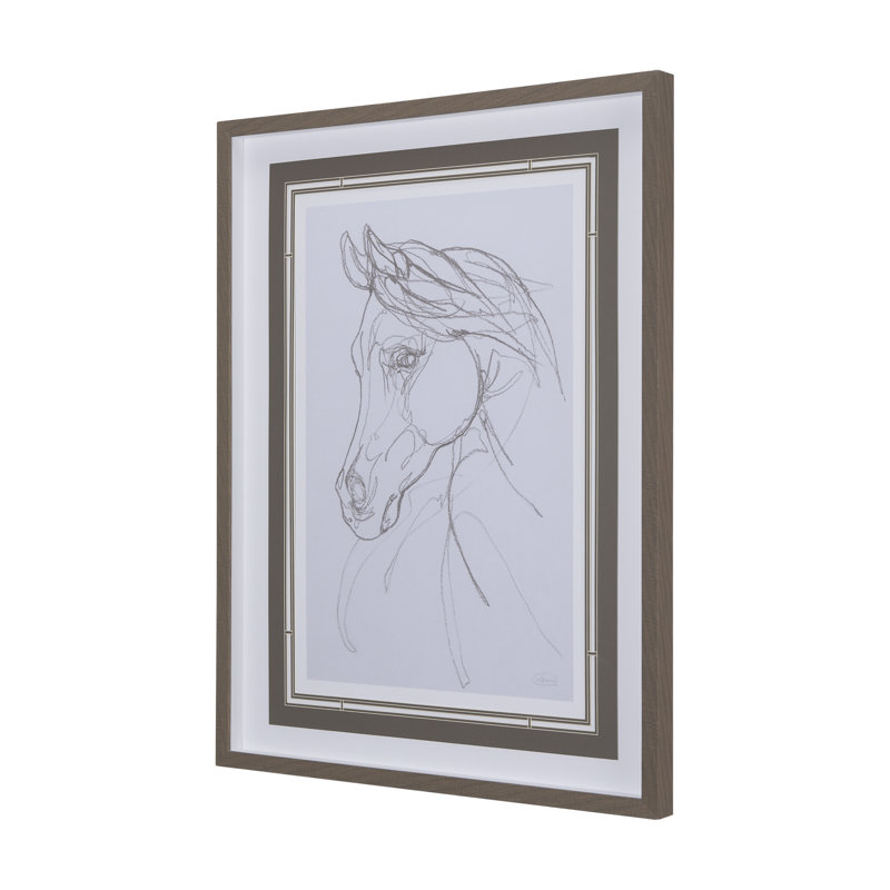 «Horse III Olive a», reproduction d'art encadrée texturée à la main, 29.5L x 1.6W x 37.5H, Arabian II, Brun