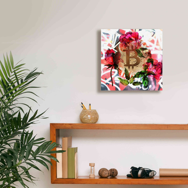 «Epic Graffiti» «Bitcoin Floral Inspiration 1» par Irena Orlov, art mural sur toile giclée, 12 po x 12 po, H 12 po x l 12 po