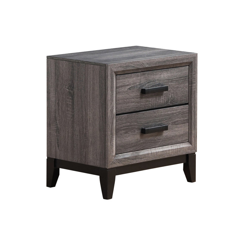 2 Center Glide Bedroom Nightstand In Grey Finish With Configuration