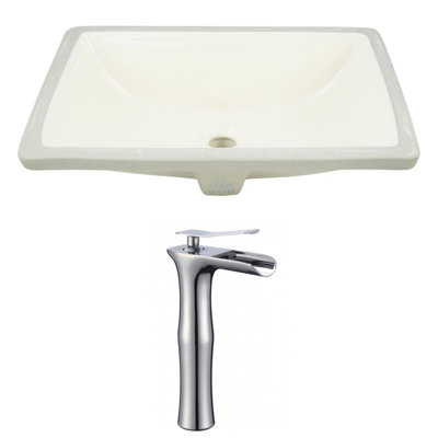 Enamel Glaze Biscuit Ceramic Rectangular Undermount Bathroom Sink with Faucet and Overflow -  Plumbing N Parts, PNP-22910