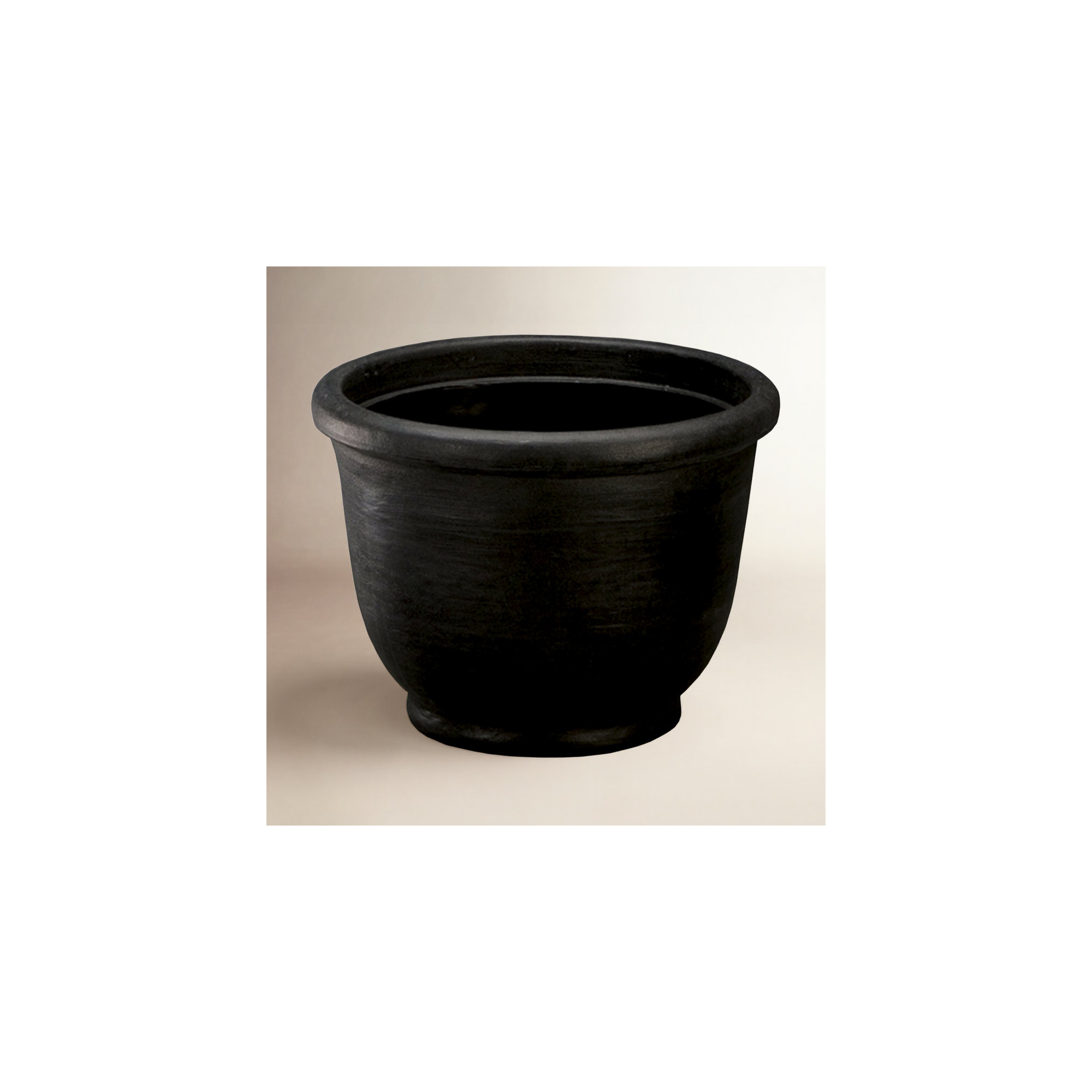 Leontion Plastic Pot Planter, Caviar Black, 17.25" H x 21.73" W x 21.73" D