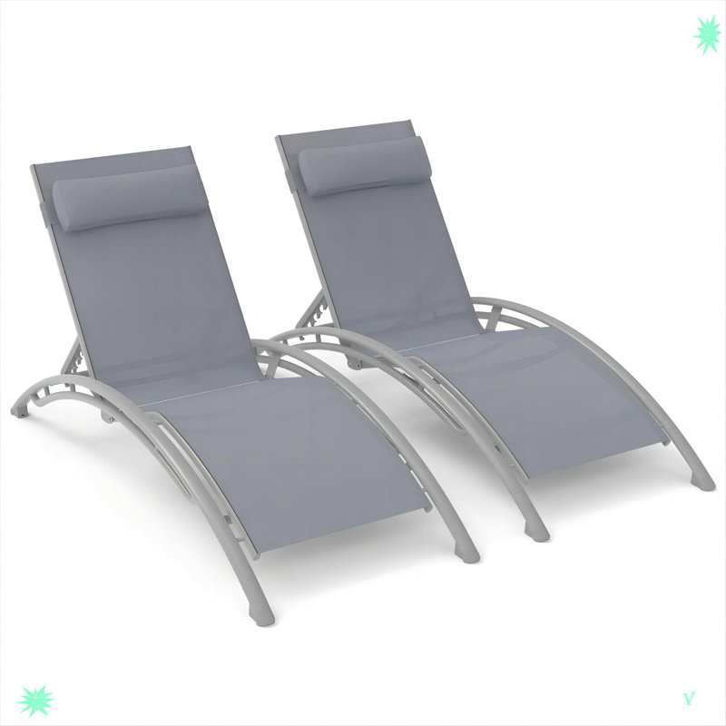 Chaise longue d'extérieur inclinable avec dossier réglable Ullanda, Gris