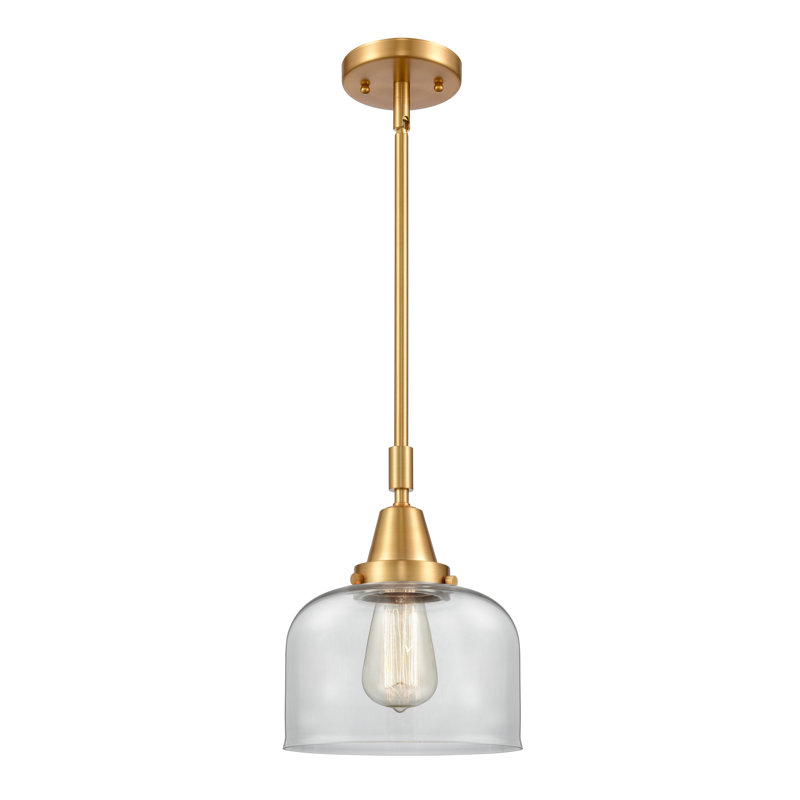Luminaire suspendu 1 lumière à une cloche, Transparent, H 44,12 po x l 8 po x P 8 po, Or satiné