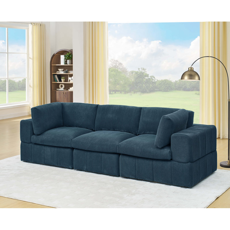 Antwand 108.5'' Corduroy Sofa, Dark Blue