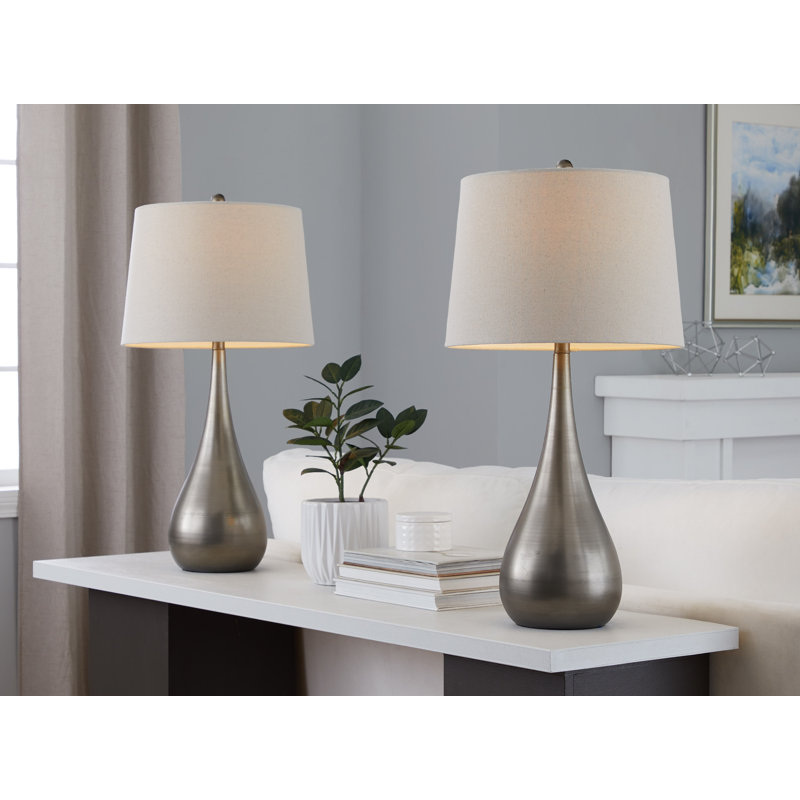 Ensemble de lampes de table standard Mcmunn, Naturel, Étain vieilli