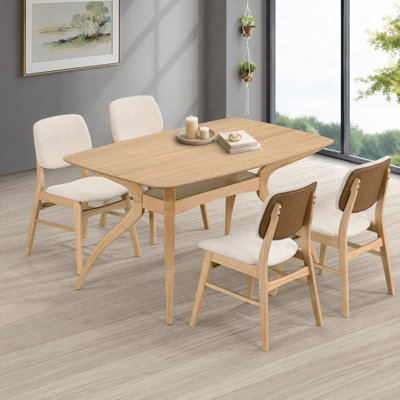 5-Piece Wood Dining Set with Upholstered Chairs