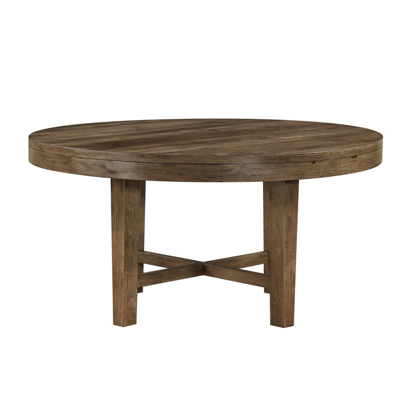 Table de salle à manger ronde transitionnelle à finition brune 1pc