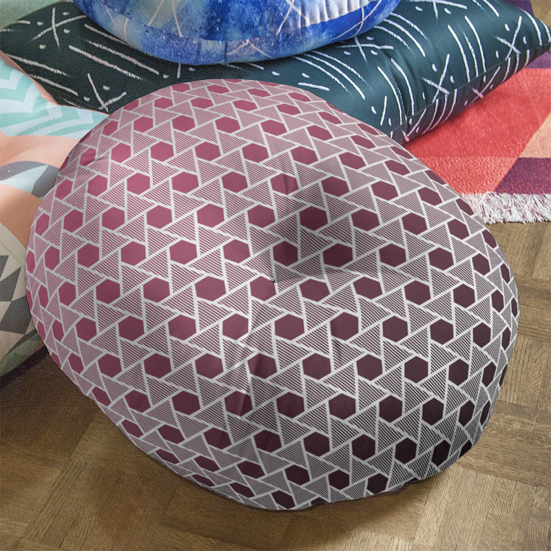 Coussin de plancher hexagonales et triangles, 30 po x 30 po, Noir / Rose