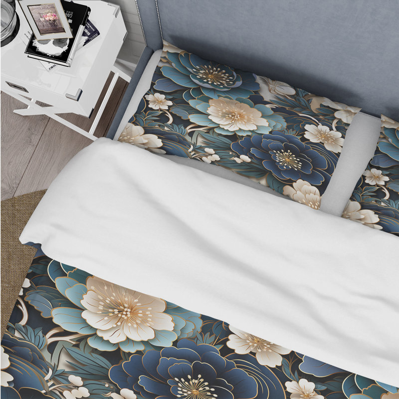 Literie Ming Dynasty Reverence II, Housse de couette pour grand lit et 2 taies décor