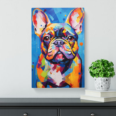 French Bulldog Abstract Art No.2 - Wrapped Canvas