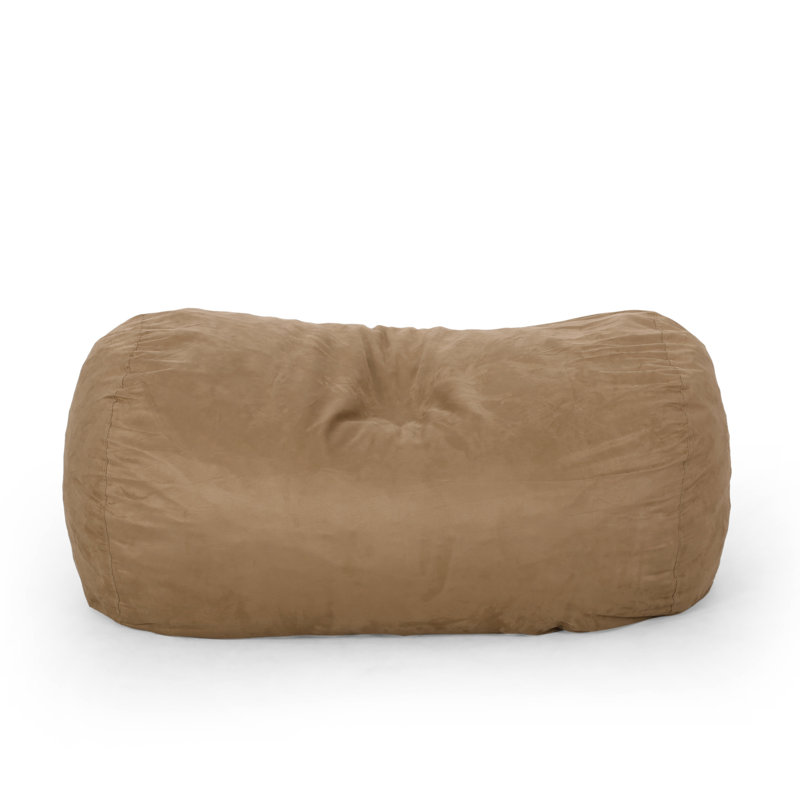Fauteuil à billes en microfibre beige - 6,5 pieds, forme cylindrique pour un soutien supplémentaire confortable et élégant