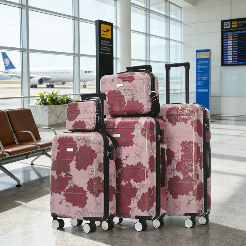 Luggage Sets New Model PC 5pcs, Purple Pink Flower