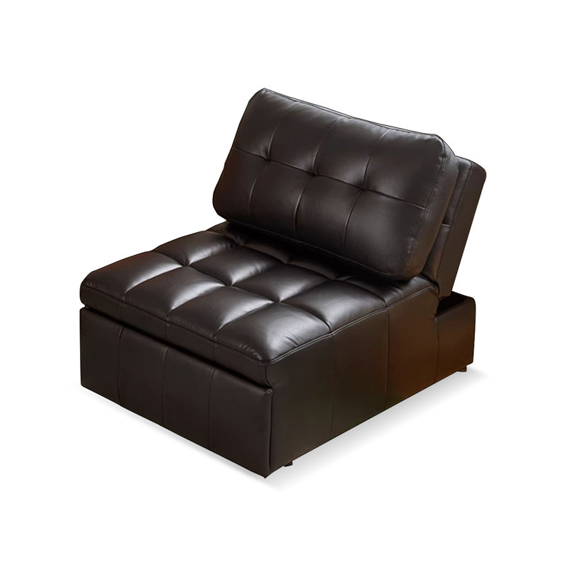 Canapé-lit modulaire en similicuir noir avec rangement