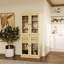 Garde-manger 100% bois massif Kaniesha 32 po avec portes en verre transparent, 2 tiroirs et tablettes réglables-214236969