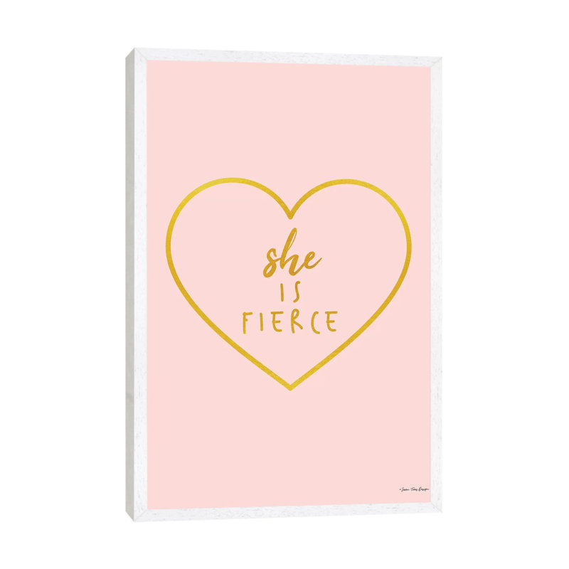 She Is Fierce - Print on Canvas, White Floater Framed, 66.04cm H x 45.72cm W x 3.81cm D