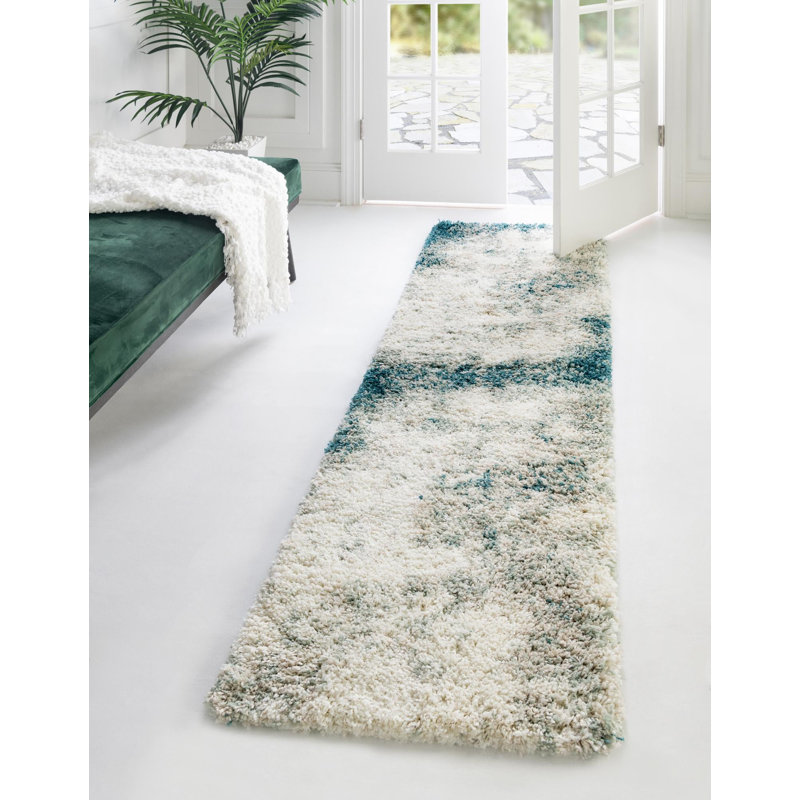 Tapis rond en polypropylène tissé à la machine de 6 pi de couleur gris / ivoire, Tapis de couloir 2 pi x 6 pi 7 po
