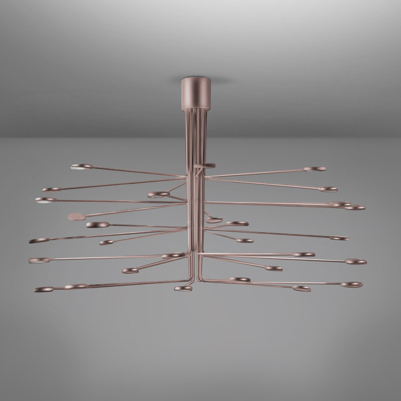 Arbor 30 - Light 47.25" Sputnik Modern Linear LED Semi Flush Mount, Copper/Silver