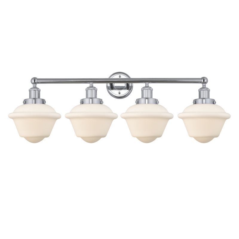 Éclairage pour meuble-lavabo à 4 lumières à intensité variable Grourke, Blanc mat, Chrome poli