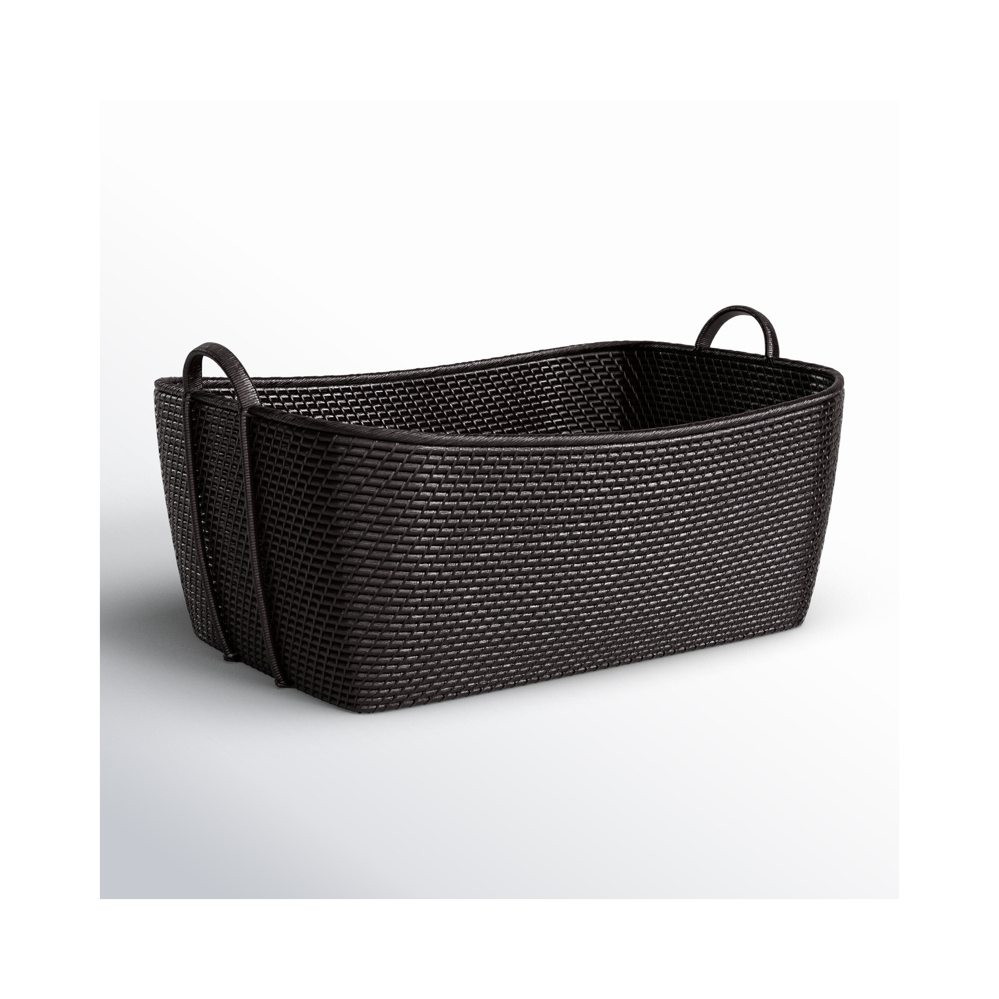 Thelma Handmade Rattan Decorative Basket 1, 14" H x 31" W x 25" D, Tudor Black