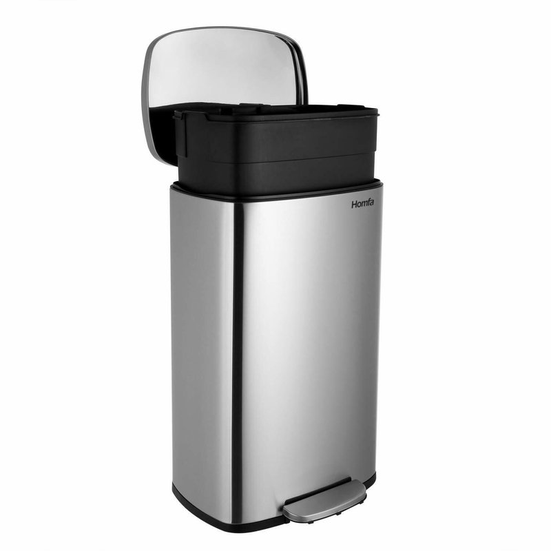 Steel Kitchen Trash Can, Silver, 30