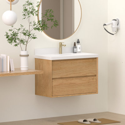 Meuble-lavabo mural simple 36 po avec comptoir en quartz blanc pur et lavabo en céramique