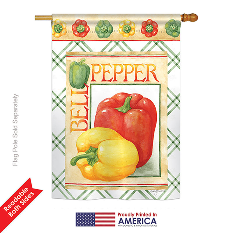 « bell poivre food », impression végétale en polyester de 2 côtés 40 x 28 po drapeau maison