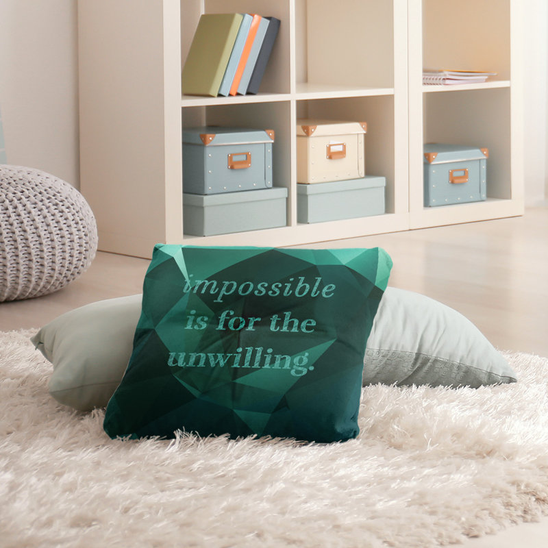 Reversible Throw Pillow, 26" H x 26" W, Emerald Green