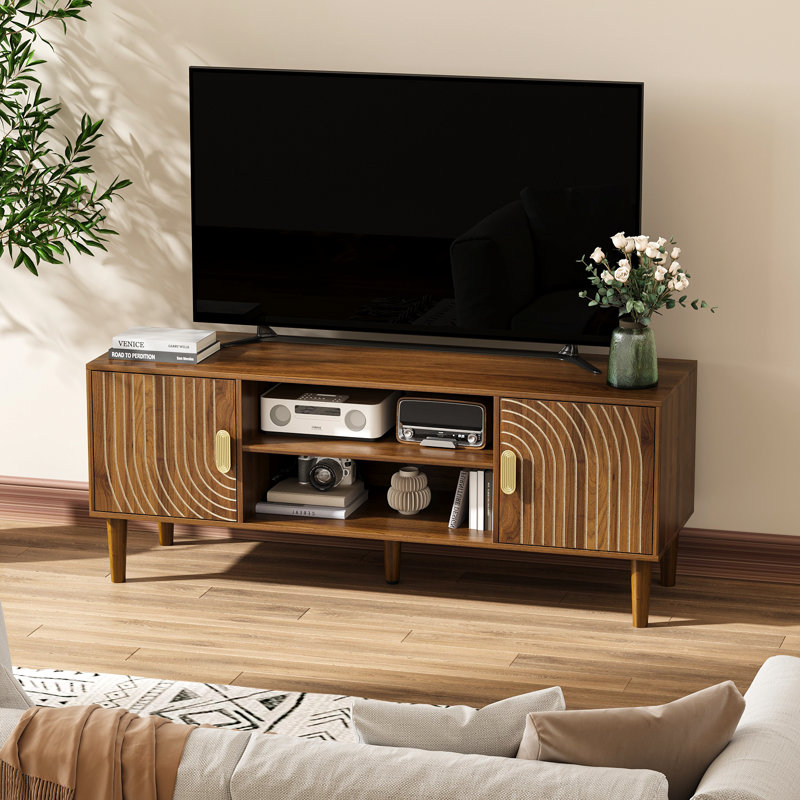 Wood TV Stand for TVs Up To 165 cm (65") Entertainment Centre | Media Console with Storage Cabinet
