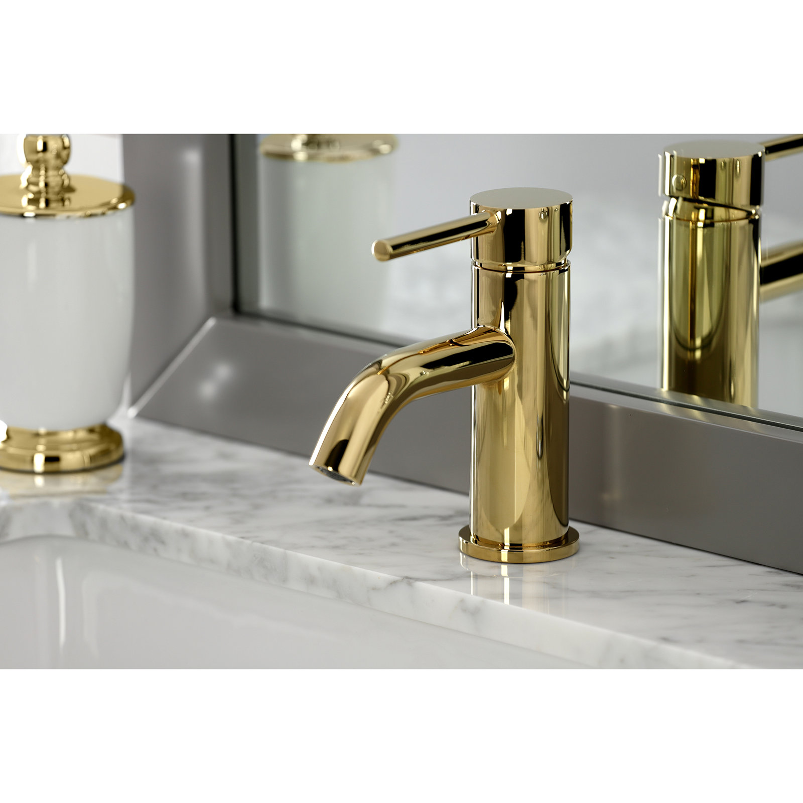 Kingston Brass Concord Single-Handle 1-Hole Deck Mount Bathroom Faucet with Push Pop-Up, Polished Brass