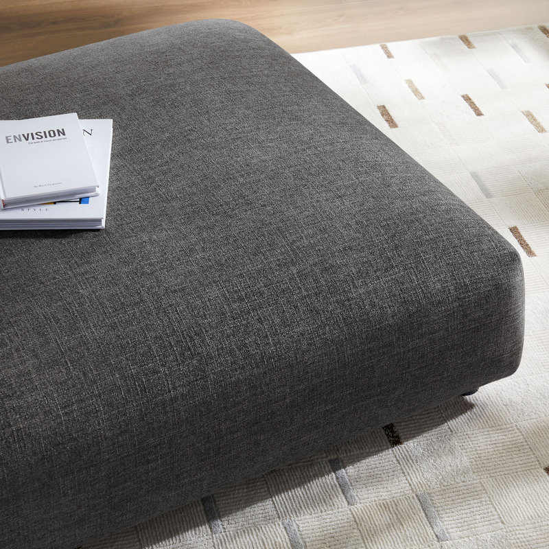 Charcoal Gray Upholstered Fabric Modular Ottoman