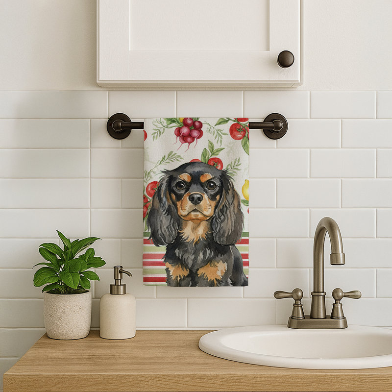 Serviette de cuisine épagneul noir et brun clair, Black/Tan English Toy Spaniel
